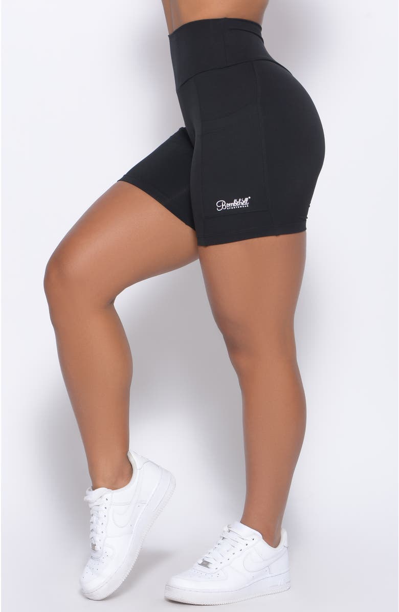 Bombshell Sportswear Pocket Biker Shorts, Alternate, color, Black