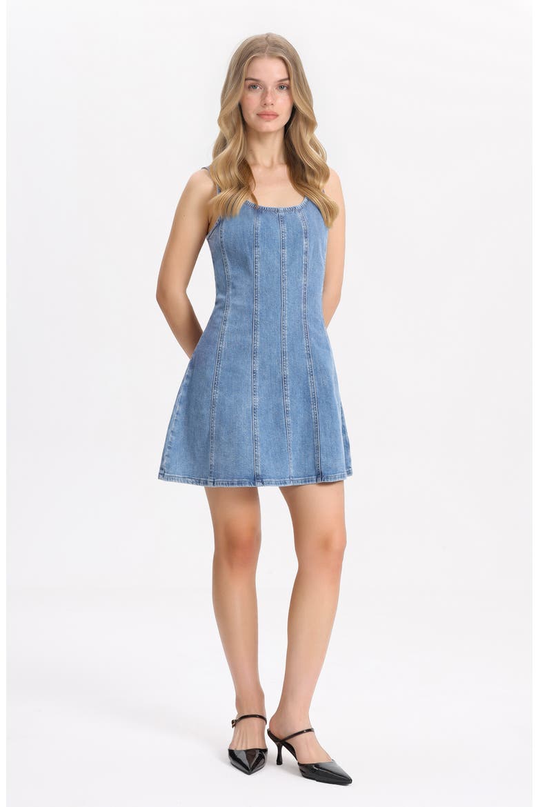 Denim Pinafore Dress, Alternate, color, SKYFALL