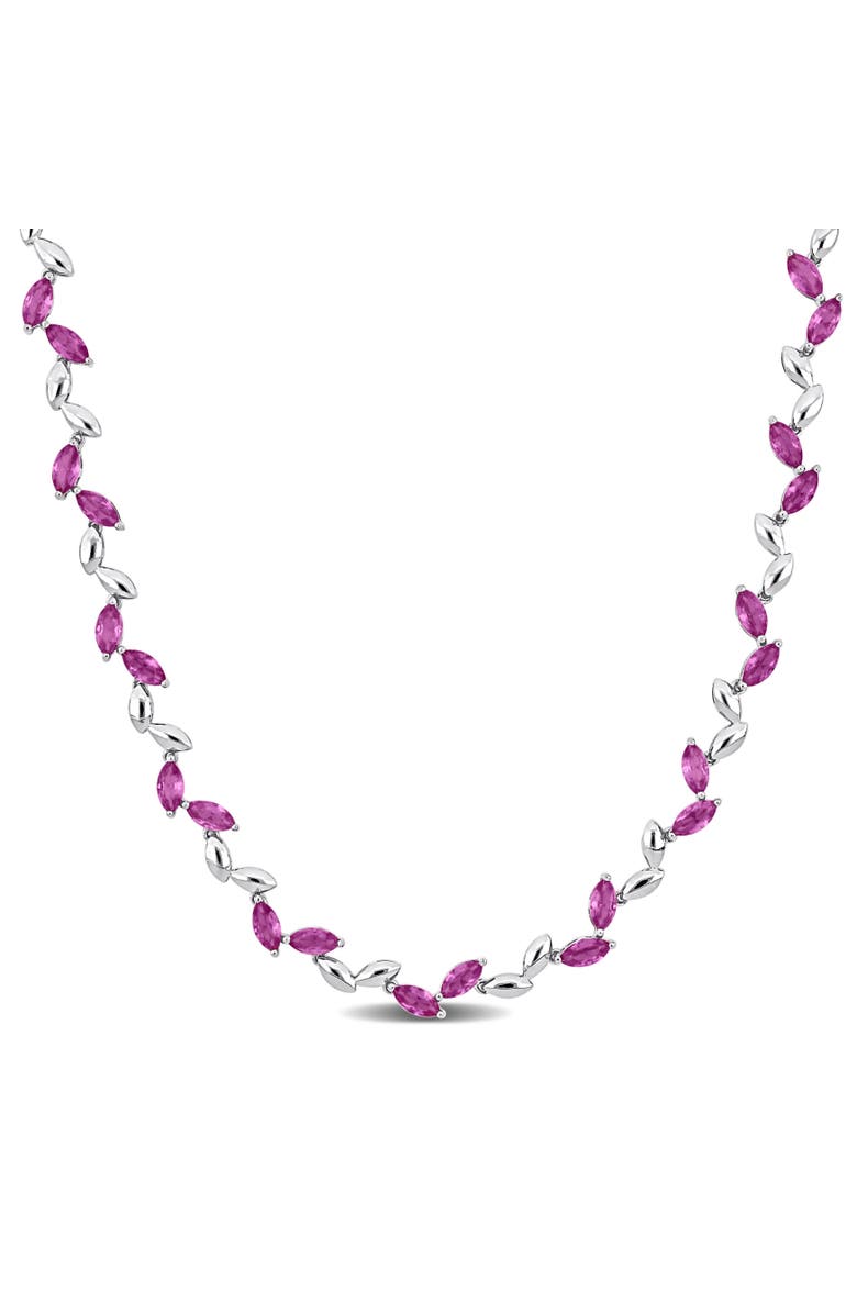 Julianna B. Created Pink Sapphire Alternate Leaf Necklace, Main, color, Created Sapphire