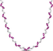 Julianna B. Created Pink Sapphire Alternate Leaf Necklace