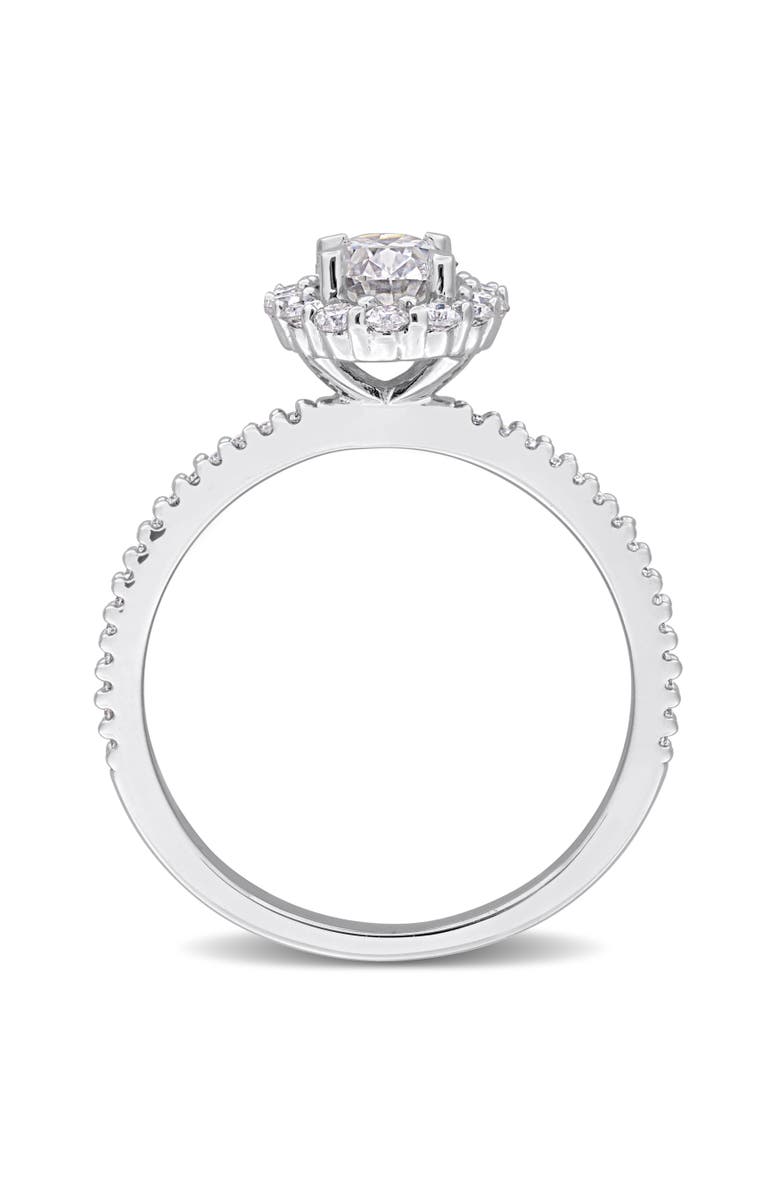 Julianna B. Moissanite Oval Halo Engagement Ring, Alternate, color, Sterling Silver