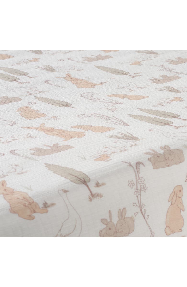 Lambs & Ivy Signature Bunny Hop Organic Cotton Muslin Baby Fitted Crib Sheet, Alternate, color, Cream
