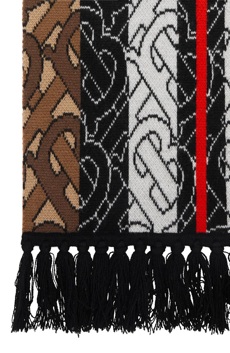 Burberry Tricolor Monogram Cashmere Scarf, Alternate, color,