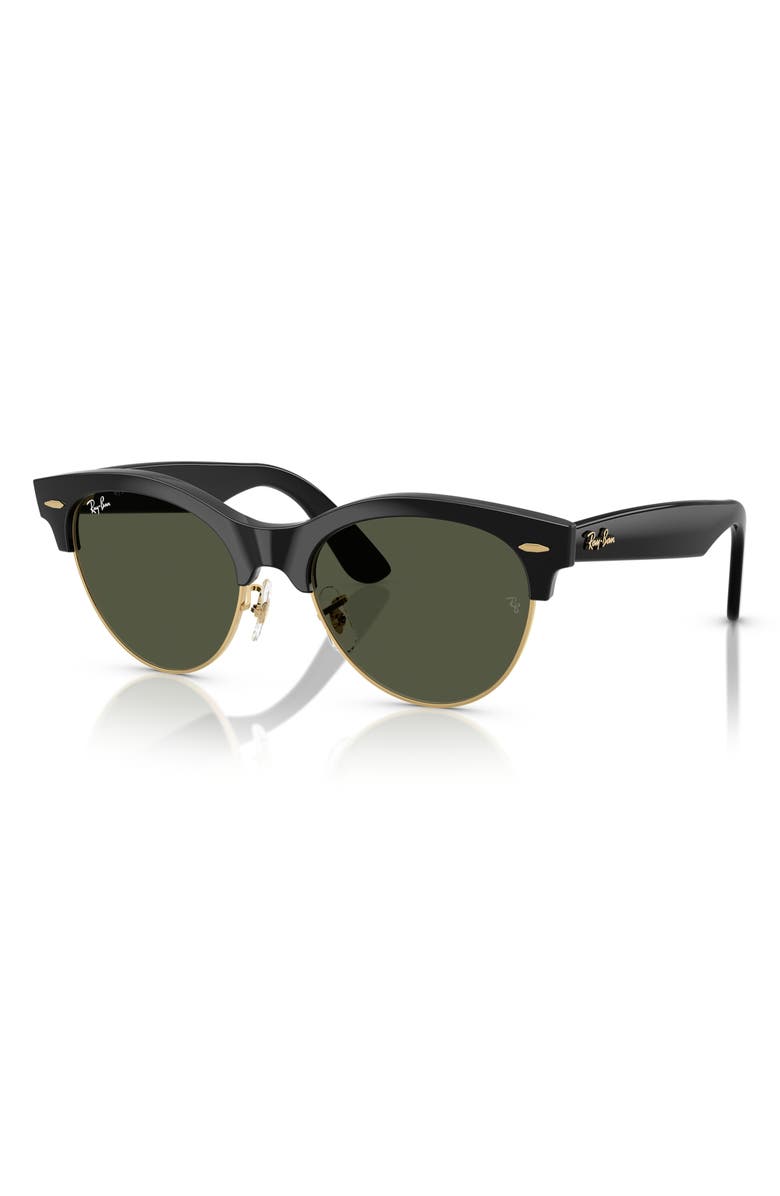 Ray-Ban Clubmaster Way 54mm Square Sunglasses, Alternate, color, Black And Gold