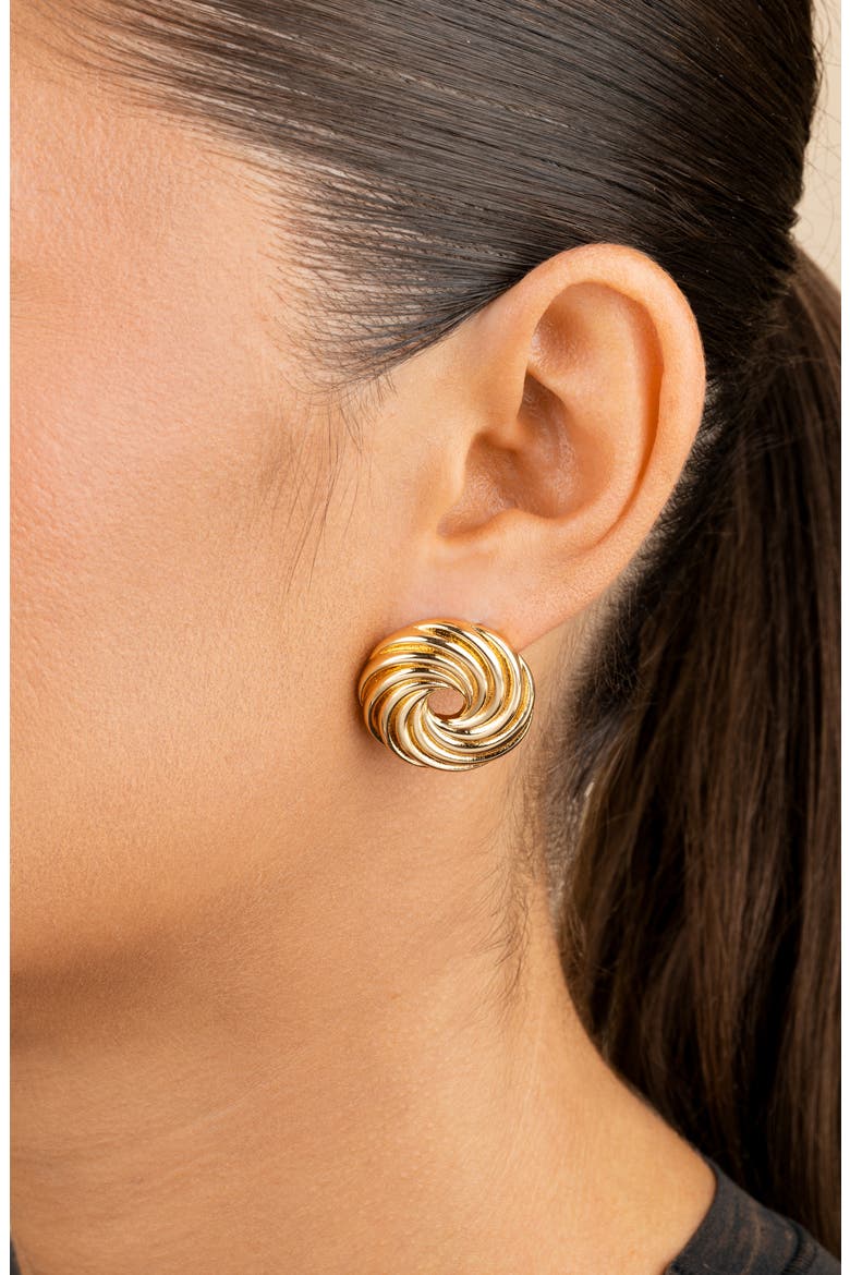 Cruller Stud Earrings, Alternate, color, GOLD