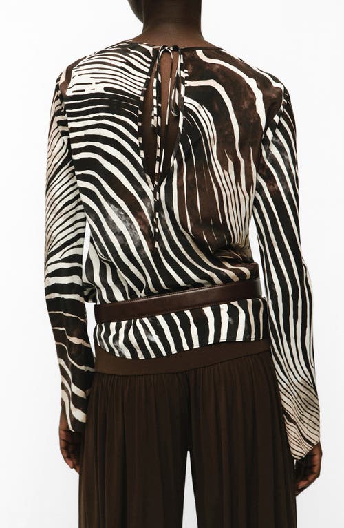 Mango Zebra Print Top In Black