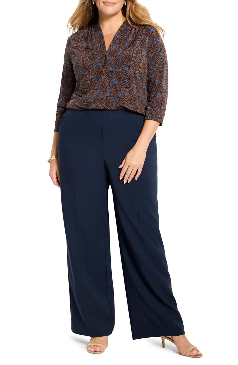 NIC+ZOE Feather Fern Faux Wrap Top, Alternate, color, Brown Multi