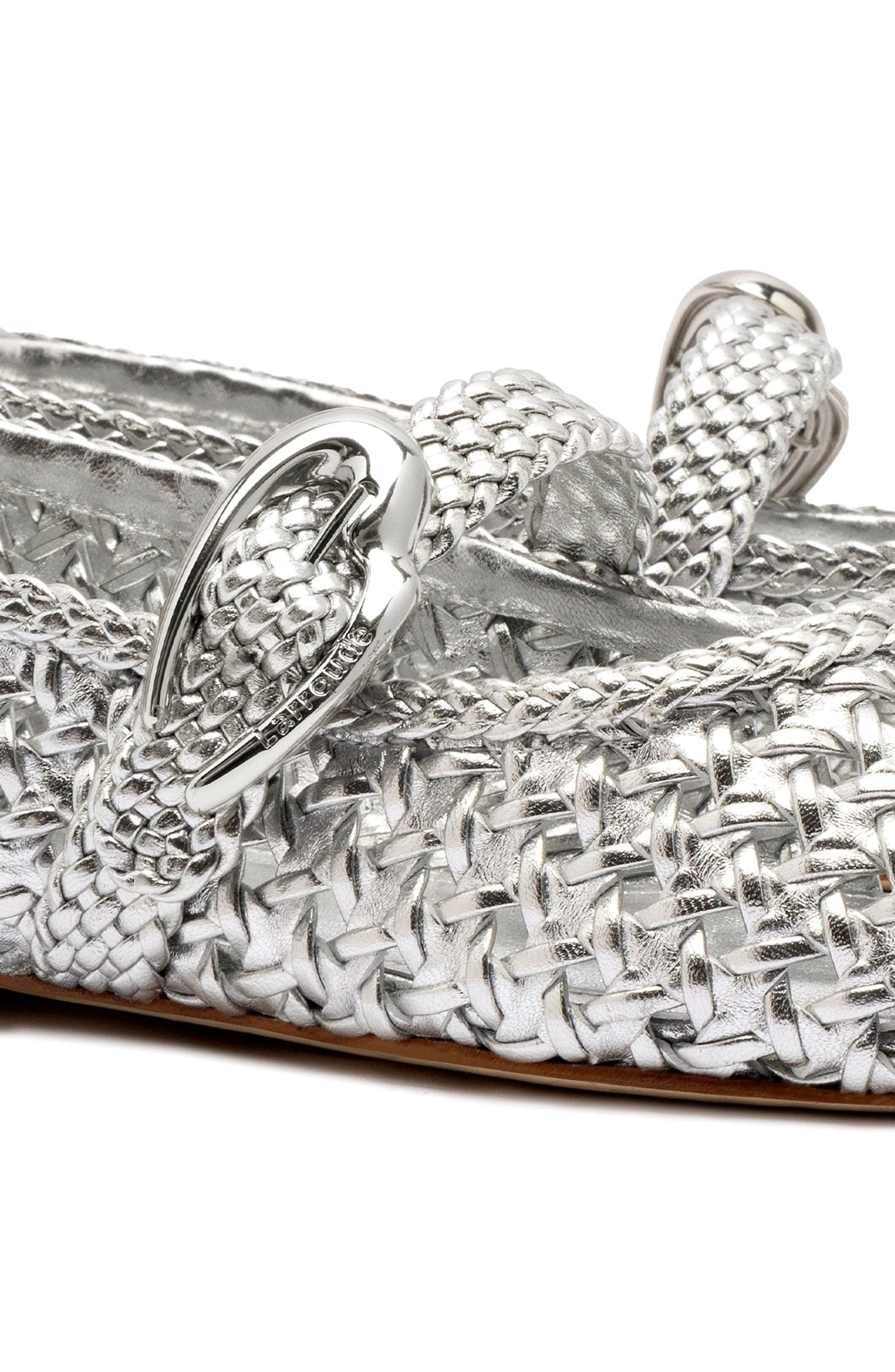 Larroudé Verona Macrame Ballet Flat, Alternate, color, Silver