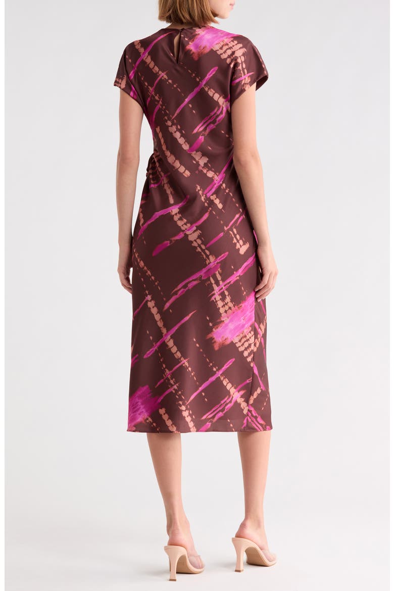 Avery Print Front Twist Dress, Alternate, color, BROWN ABSTRACT