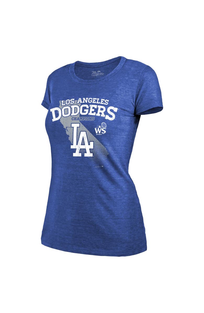 Majestic Threads Women's Majestic Threads Royal Los Angeles Dodgers 2024 World Series Champions Tri-Blend Roster T-Shirt, Alternate, color, 