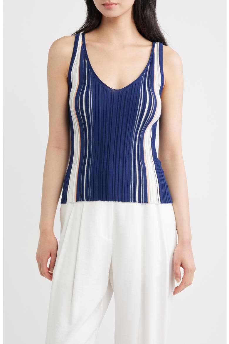 Berkley Cotton Blend Scoop Neck Tank, Main, color, NAVY MULTI