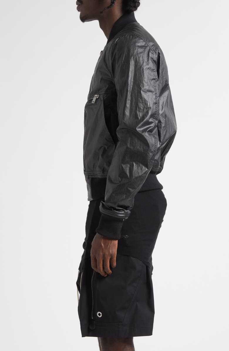 Rick Owens Bauhaus Coated Cotton Flight Jacket, Alternate, color, Black