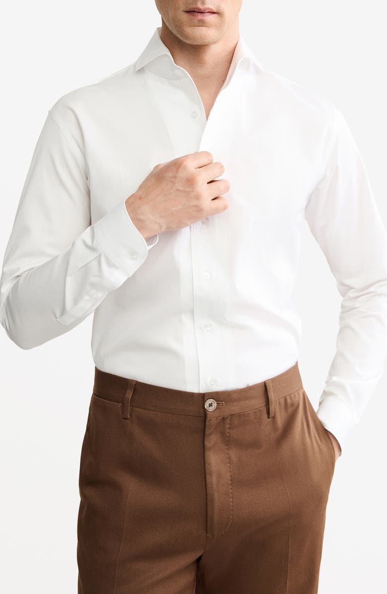 MANGO Cotton Button-Up Shirt, Main, color, White