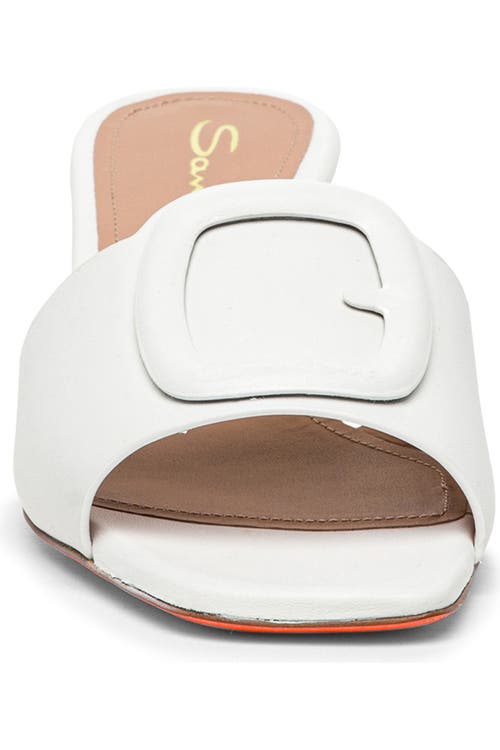 Santoni Marta Leather Buckle Mule Sandals In White