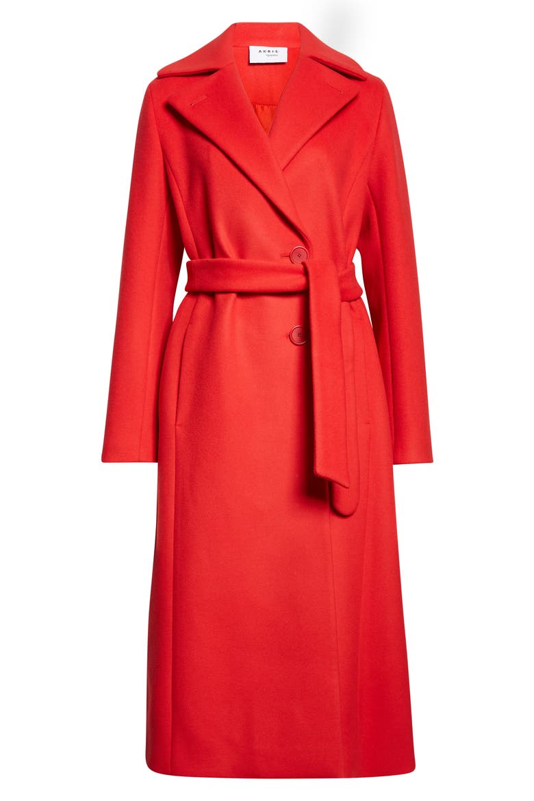 Virgin Wool Blend Coat, Alternate, color, BRIGHT RED
