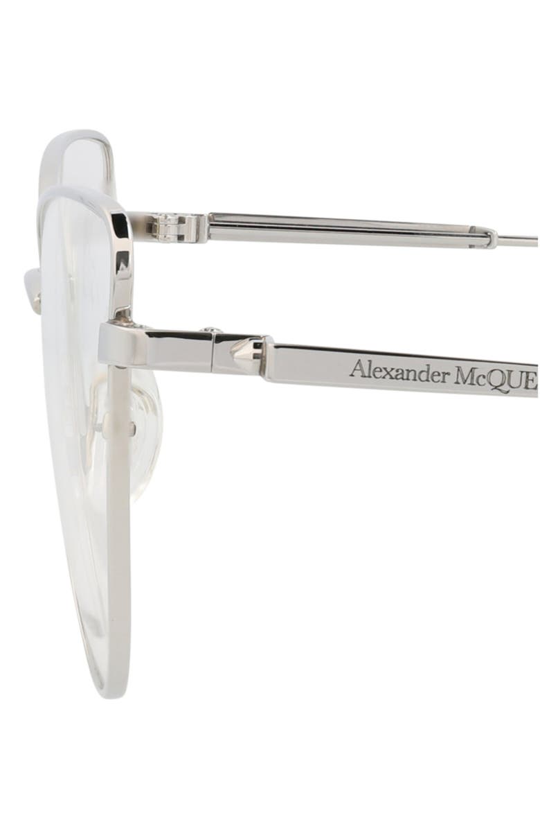 McQueen 55mm Cat Eye Optical Glasses, Alternate, color, Ruthenium Transparent