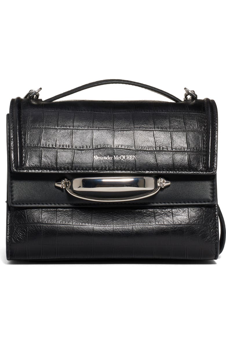 McQueen Alexander McQueen The Story Croc Embossed Calfskin Leather Bag, Main, color,