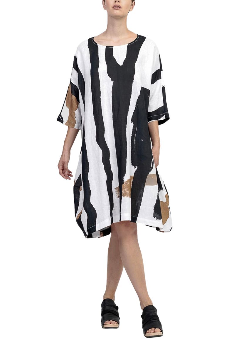 Alembika Zebra print linen T-shirt dress, Main, color, 