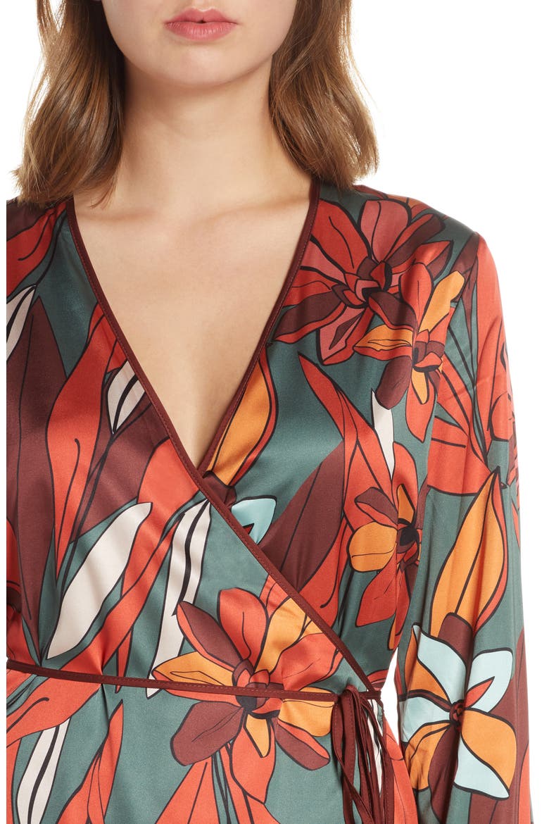 Floral Wrap Maxi Dress, Alternate, color, RED COMBO