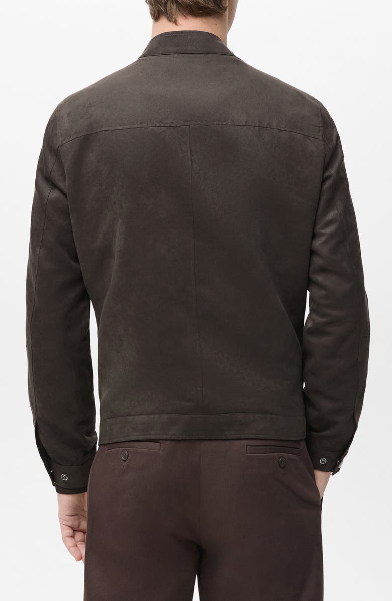 MANGO Faux Suede Biker Jacket, Alternate, color, Brown