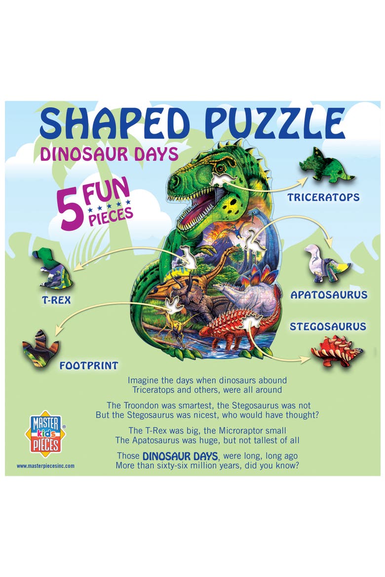 Dinosaur Days 100pc Shaped Jigsaw Puzzle, Alternate, color, Multicolor