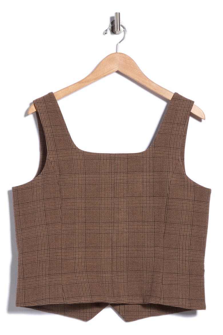 Buttoned Tank, Alternate, color, BROWN/ BEIGE HOUNDSTOOTH