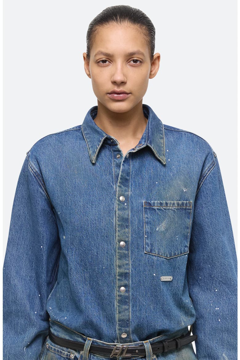 Snap Front Denim Shirt Jacket, Alternate, color, MDINDGPNTR