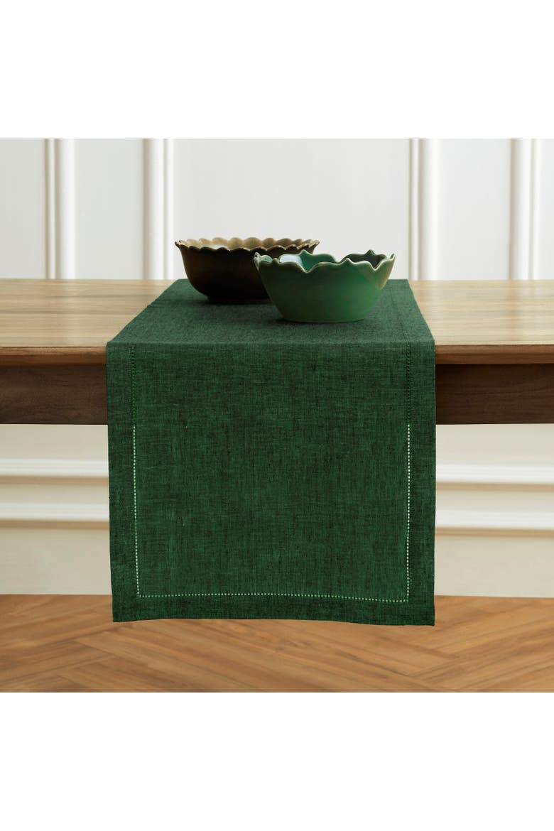 Linen Table Runner - Milan, Main, color, Forest Green