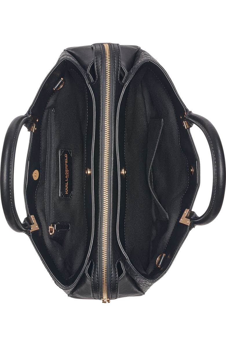 KARL LAGERFELD PARIS Meribel Satchel, Alternate, color, Black/Gold