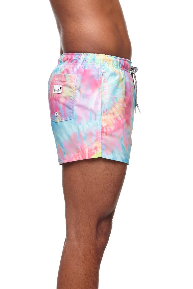 Spiral Tie Dye III Shortie Swim Trunks, Alternate, color, MULTI