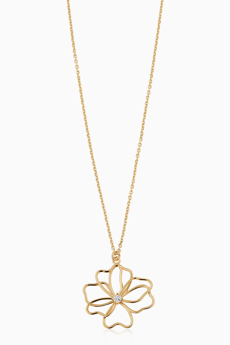 14K Yellow Gold Full Bloom Pendant Necklace, Main, color, Yellow Gold