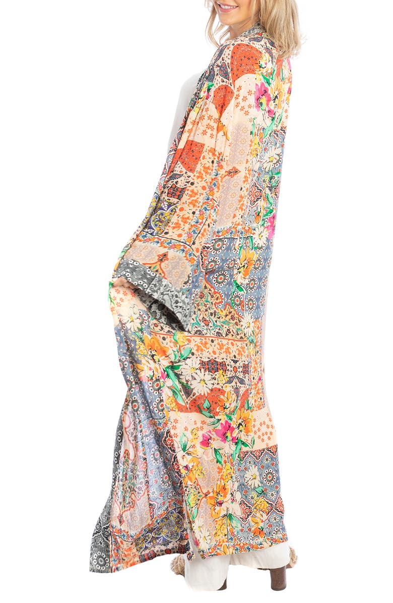 SAACHI Floral Print Long Ruana, Alternate, color, Orange