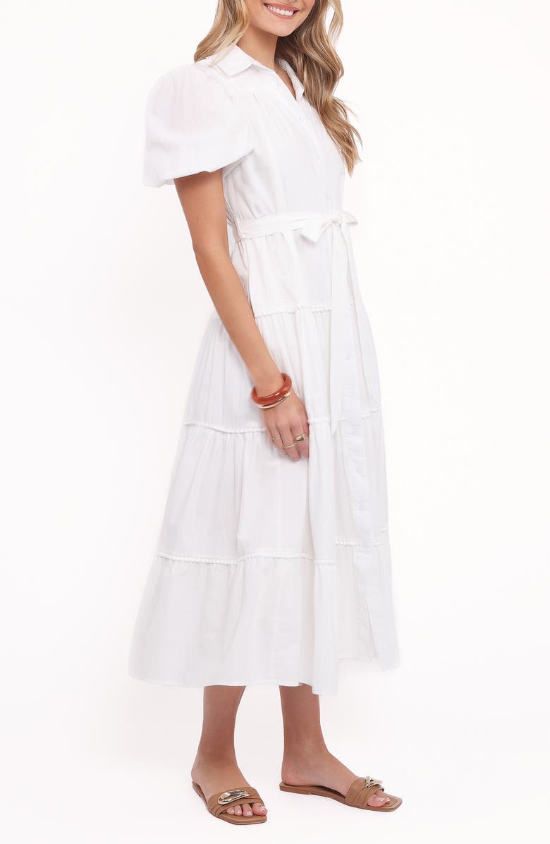 Petal & Pup Louella Tie Waist Tiered Maxi Dress, Alternate, color, White