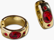 Nickel & Suede Red Stone CZ Bezel Hoop Earrings