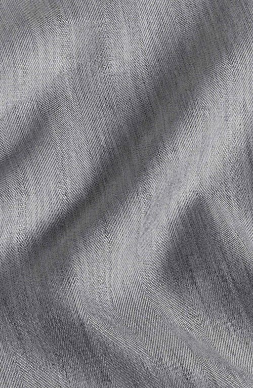 David Donahue Spread Collar Herringbone Sport Shirt In Pearl