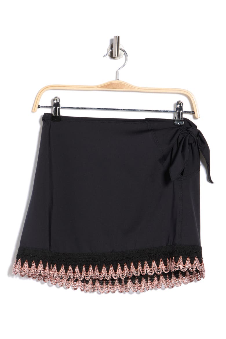 Fringe Cover-Up Miniskirt, Alternate, color, BLACK/ PINK MULTI