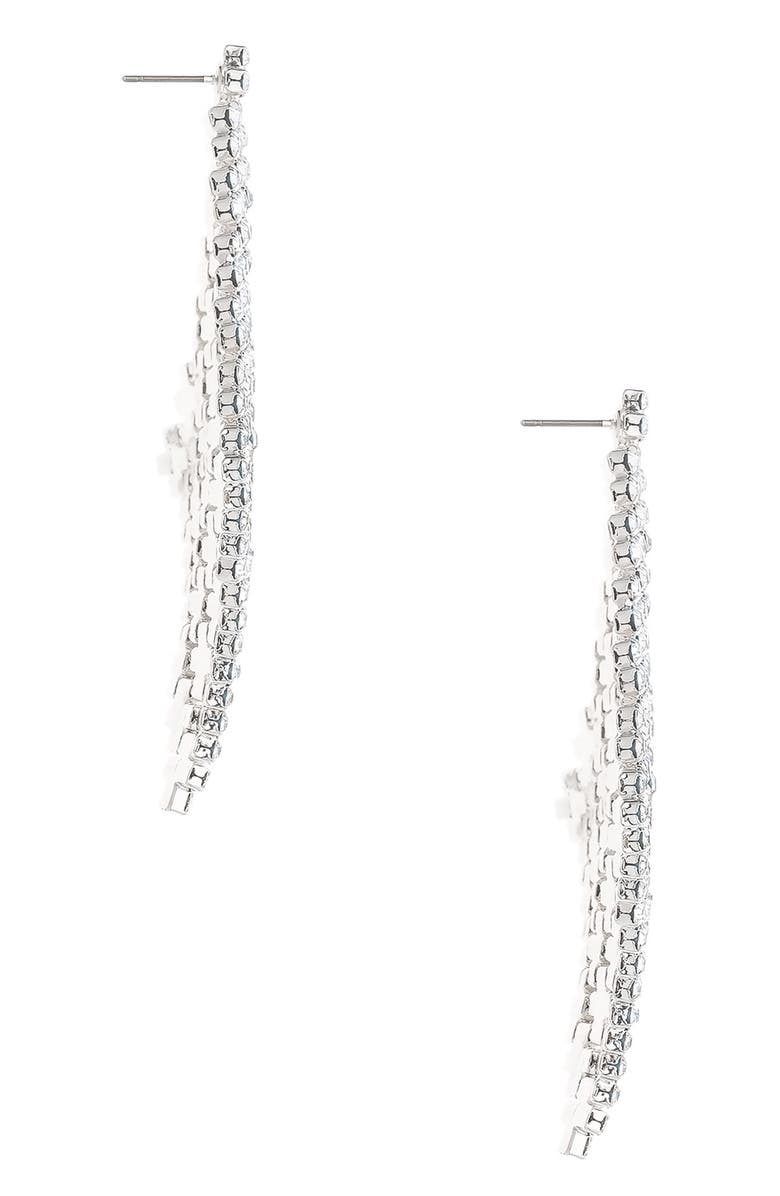 Ettika Swinging Crystal Drop Earrings, Alternate, color, Silver