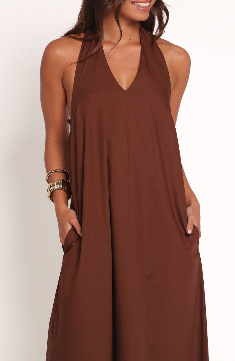 Petal & Pup Kaida Halter Maxi Dress, Alternate, color, Espresso