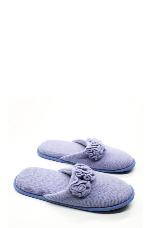 Flower Trim Cashmere Scuff Slipper