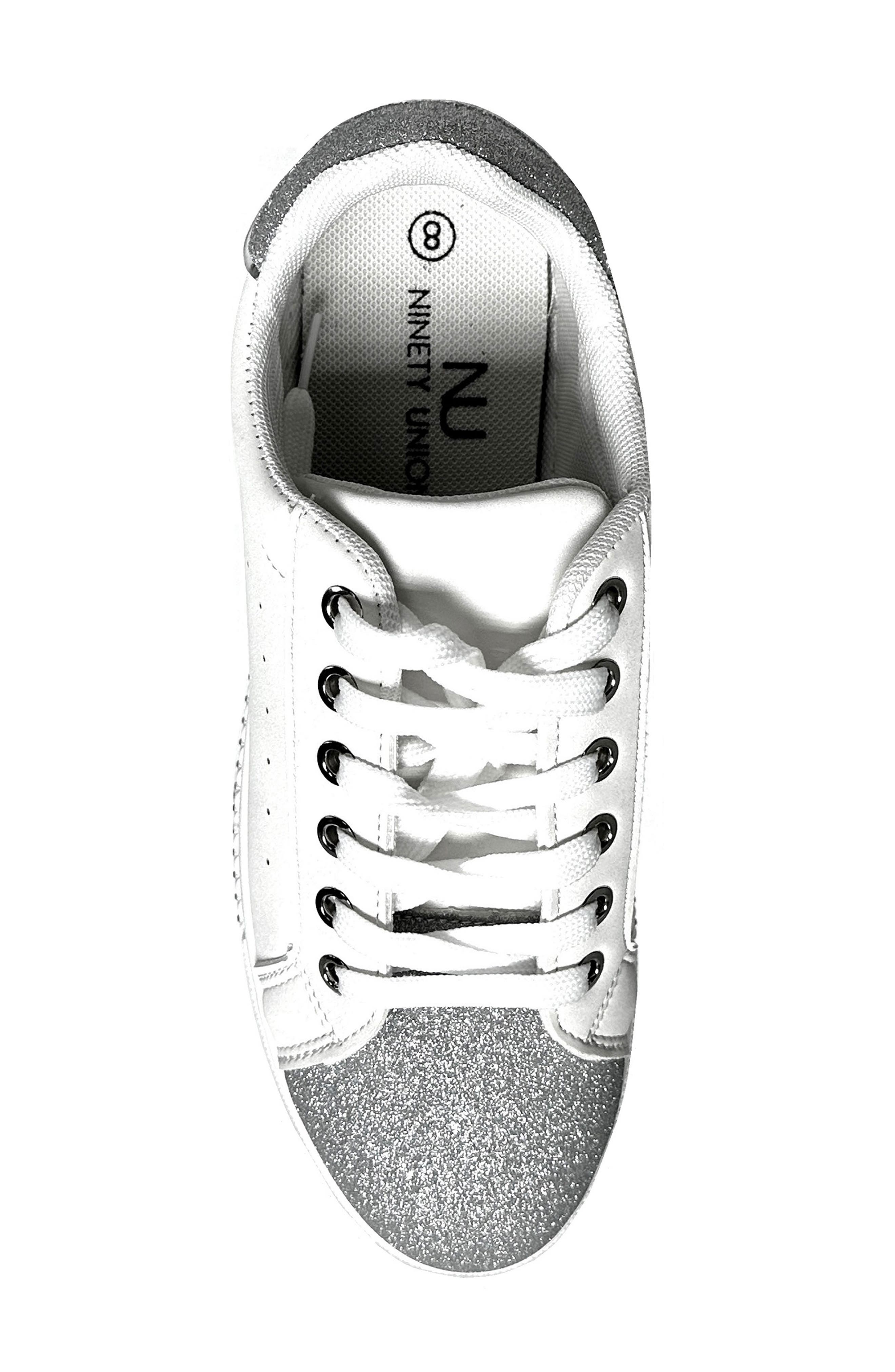 Beyond Embellished Glitter Sneaker, Alternate, color, WHITE