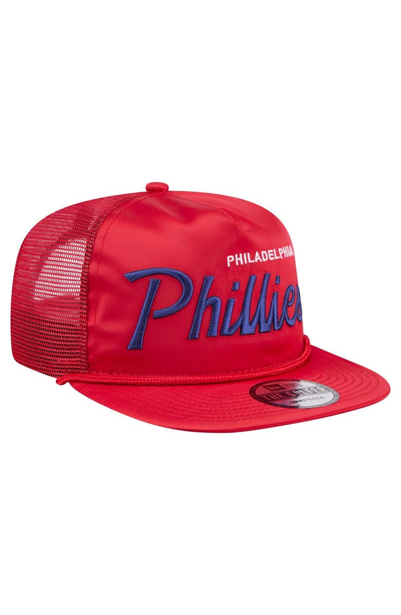 New Era Men's New Era Red Philadelphia Phillies Retro Satin Script Golfer Adjustable Hat, Alternate, color, Red