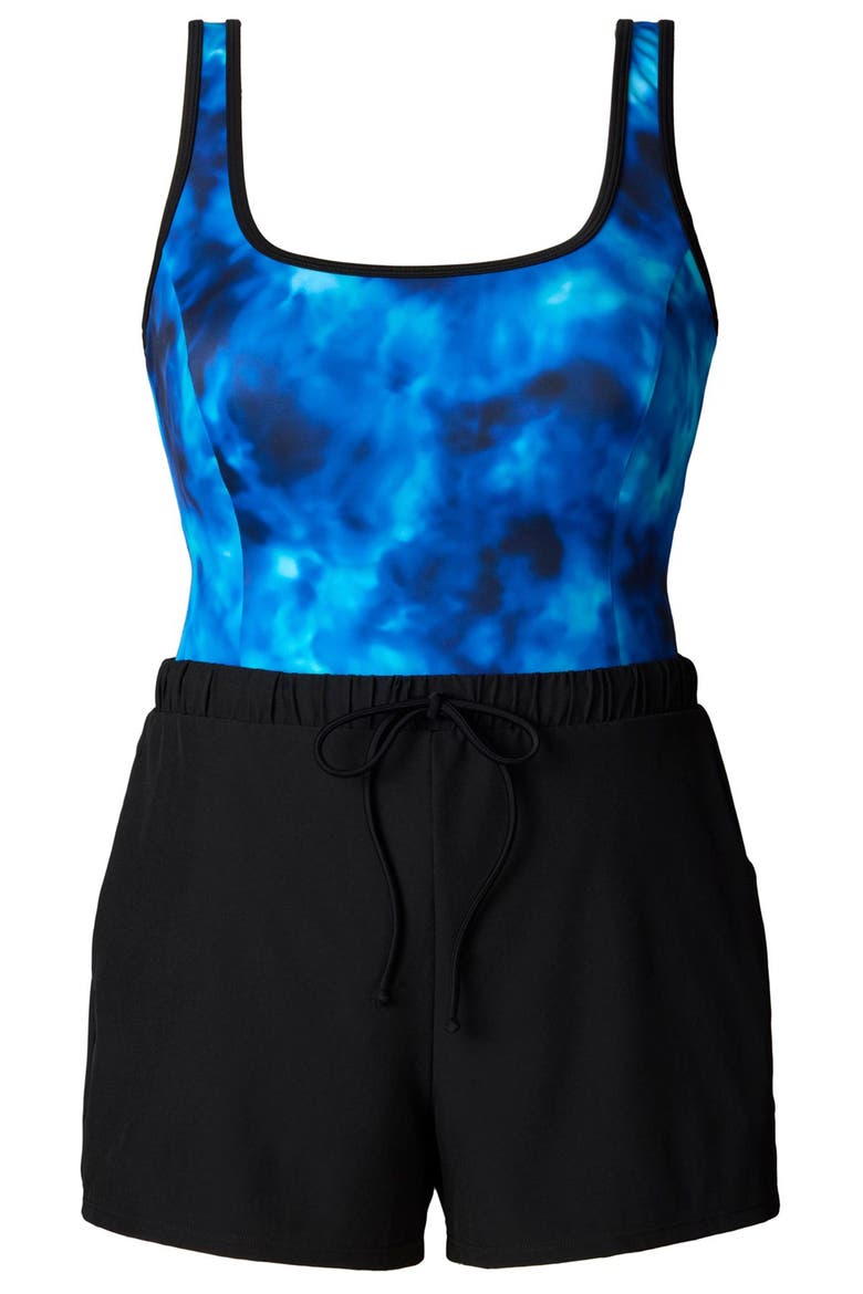 Binded Scoopneck Runaround Chlorine Resistant One-Piece Swimsuit, Alternate, color, Laguna Waters