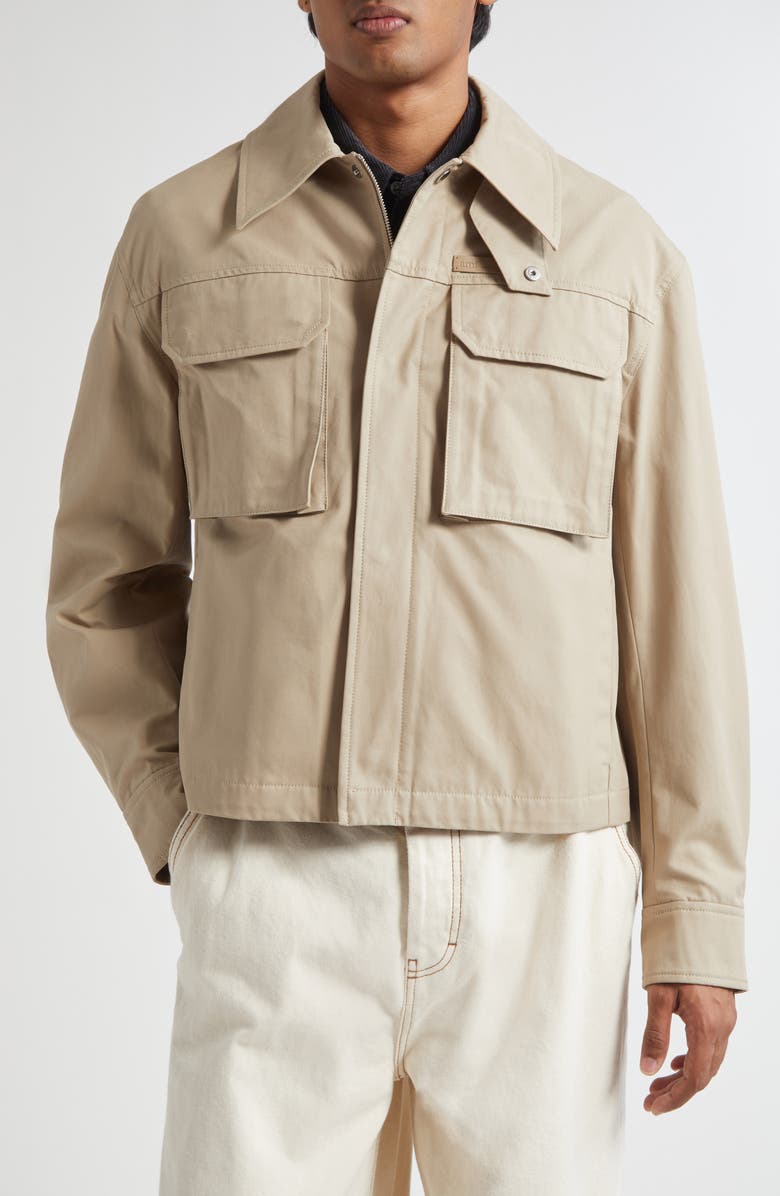 AMI PARIS Cotton Gabardine Worker Jacket, Main, color, Cafe Creme