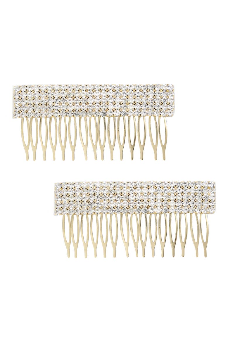 2-Pack Large Crystal Hair Comb, Main, color, GOLD