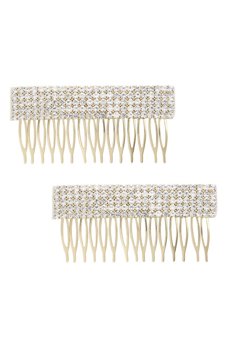 Ettika 2-Pack Large Crystal Hair Comb, Main, color, Gold