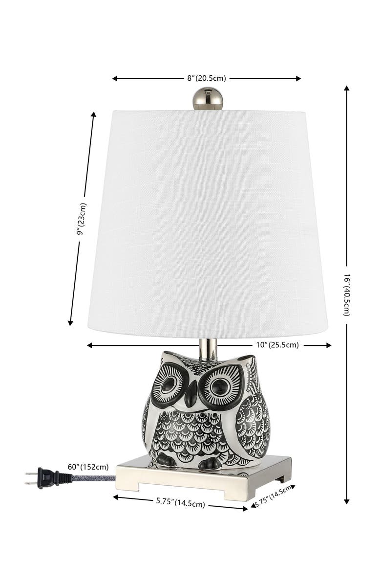 JONATHAN Y Justina Ceramic Mini LED Table Lamp, Alternate, color, Black/White