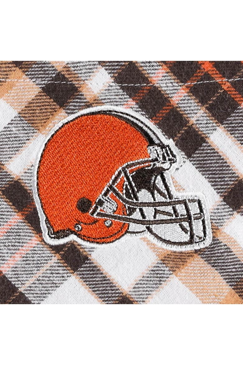 Women's Concepts Sport Brown Cleveland Browns Mainstay Plaid Full-Button Long Sleeve Nightshirt, Alternate, color, Brown