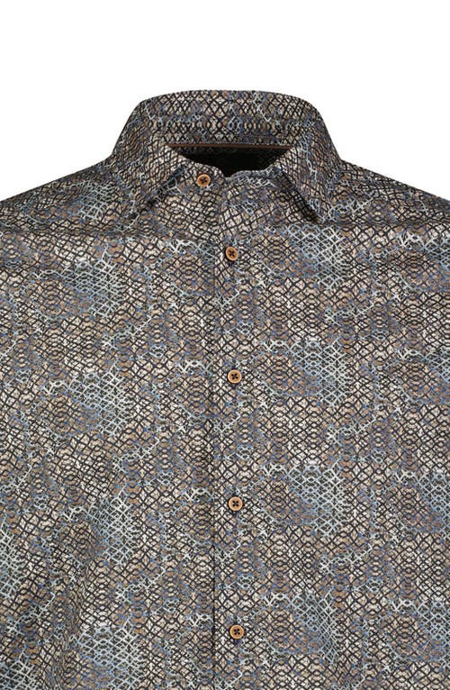 Luchiano Visconti Digital Abstract Diamond Shirt In Gray