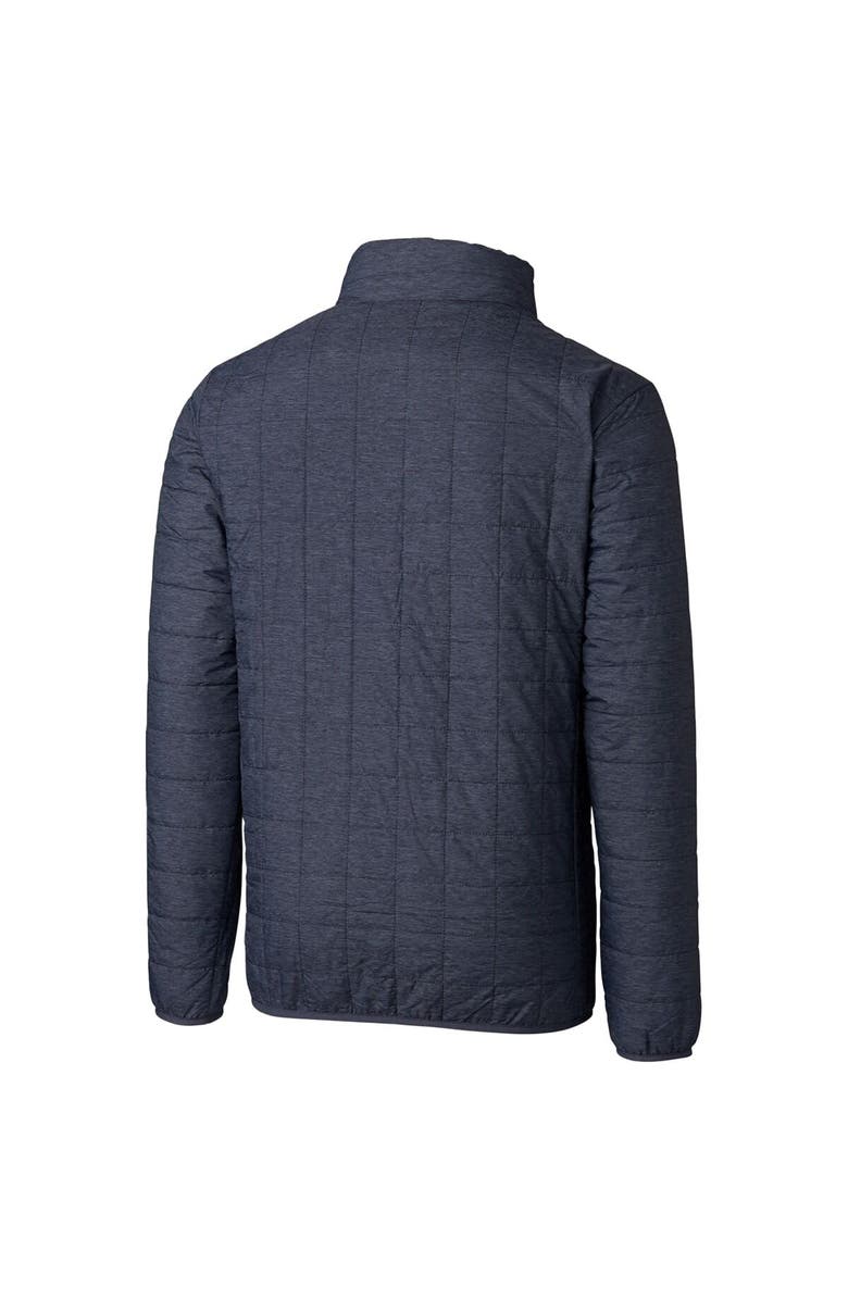 Cutter & Buck Heather Navy West Virginia Mountaineers Primary Team Logo Rainier PrimaLoft Eco Insulated Full-Zip Puffer Jacket, Alternate, color,