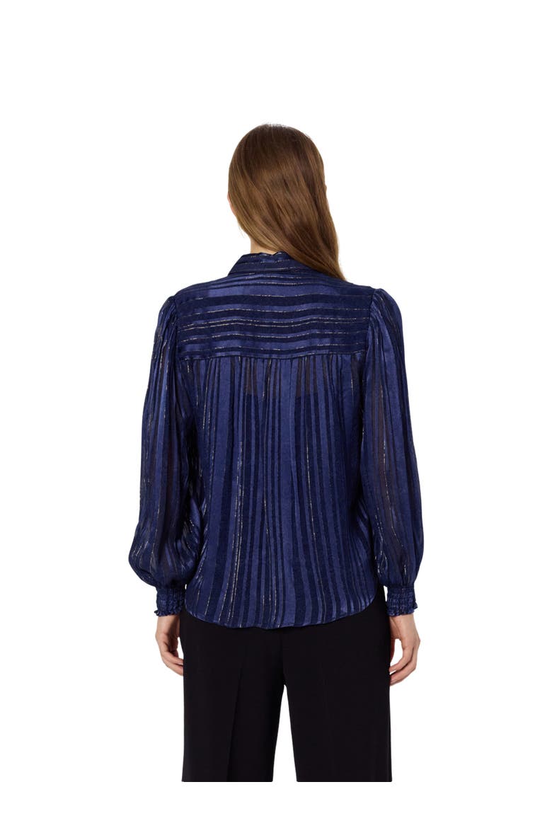 Annick Sheer Lurex Stripe Blouse, Alternate, color, Ink
